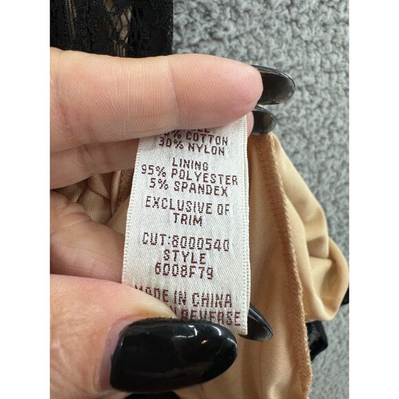 M.S.S.P Sleeveless Black Lace Blouse With Floral Pattern & Sheer Stripes Size XL - Picture 10 of 11